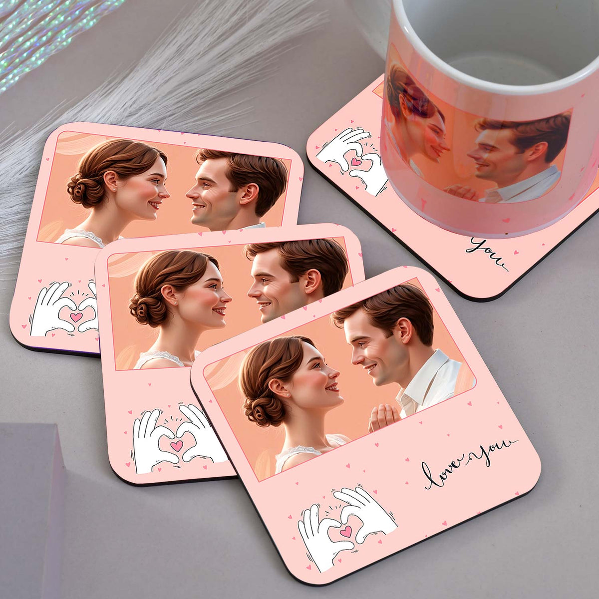 Personalized LOVE YOU Mug- Cushion Gift Set