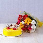 Seasonal Flowers and Pineapple Cake Gift
