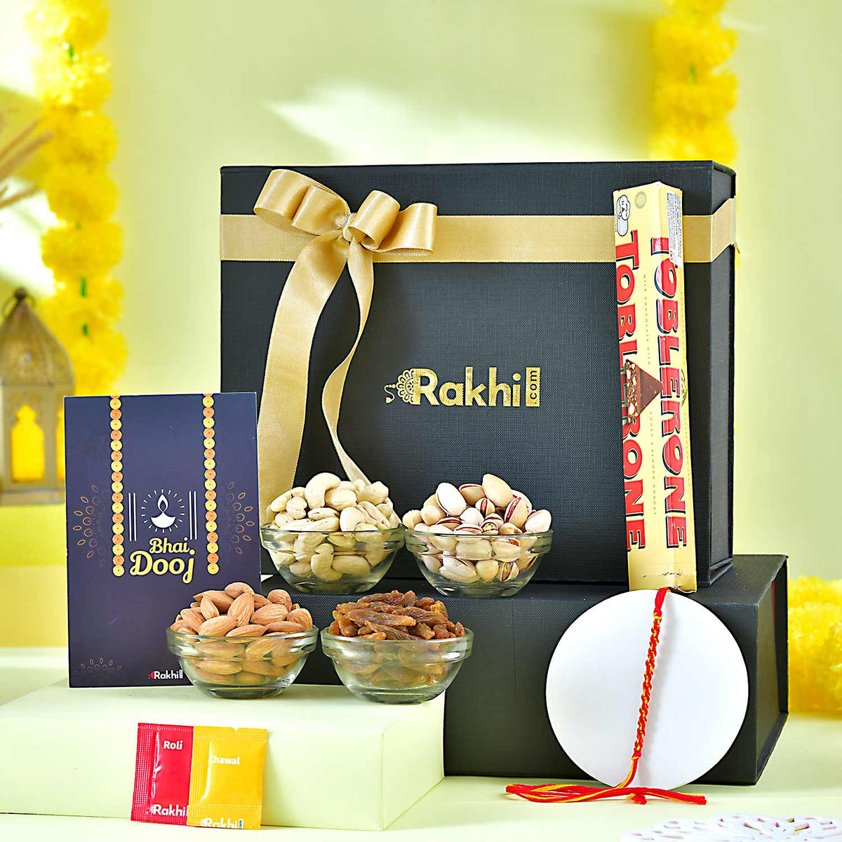Bhaidooj Gift Box of  Dryfruit with  Toblerone Chocolate