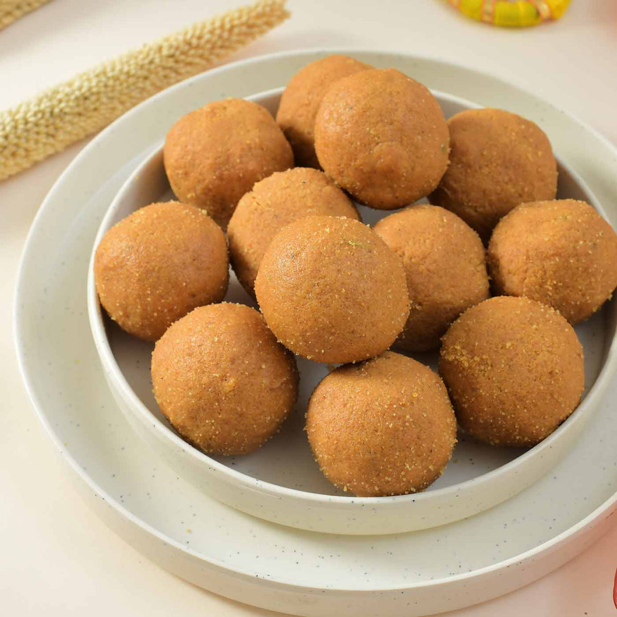 Earthen Diya and  Besan Laddu for Diwali