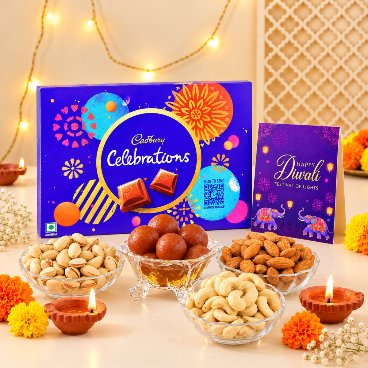 Premium Dry Fruits, Gulab Jamun and Chocolate Diwali Gift Hamper