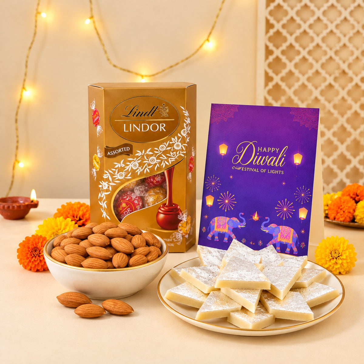 Diwali Special Chocolate Box with Kaju Katli and Almonds Gift Set