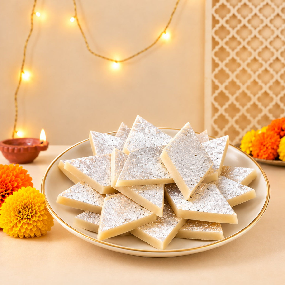 Kaju Katli and Mixture Namkeen Diwali Gift