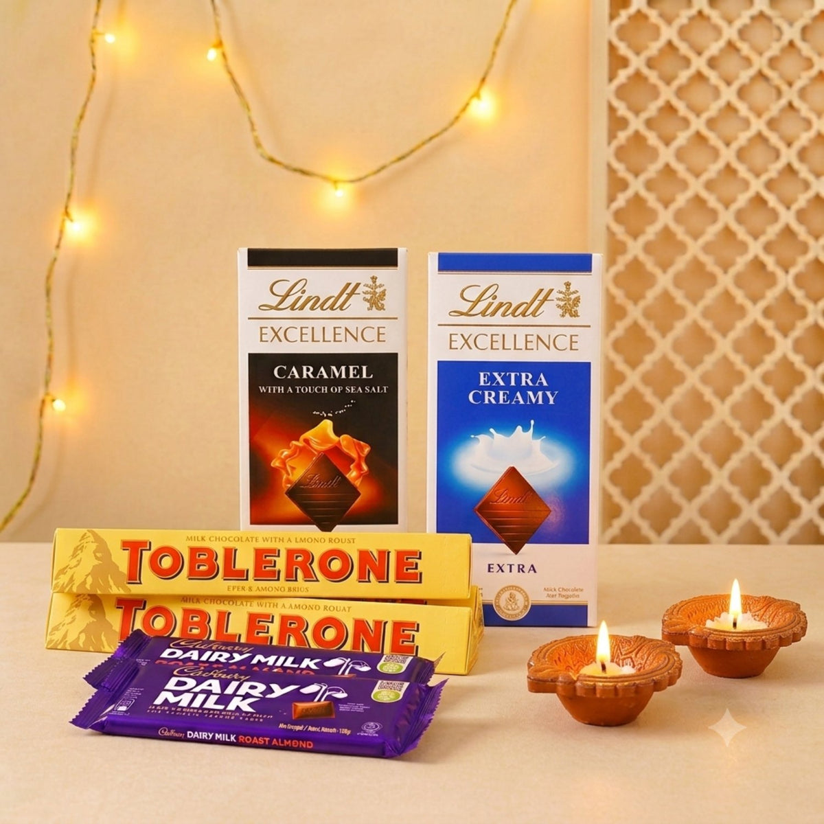 Luxury International Chocolates and  Diwali Diya Gift Hamper