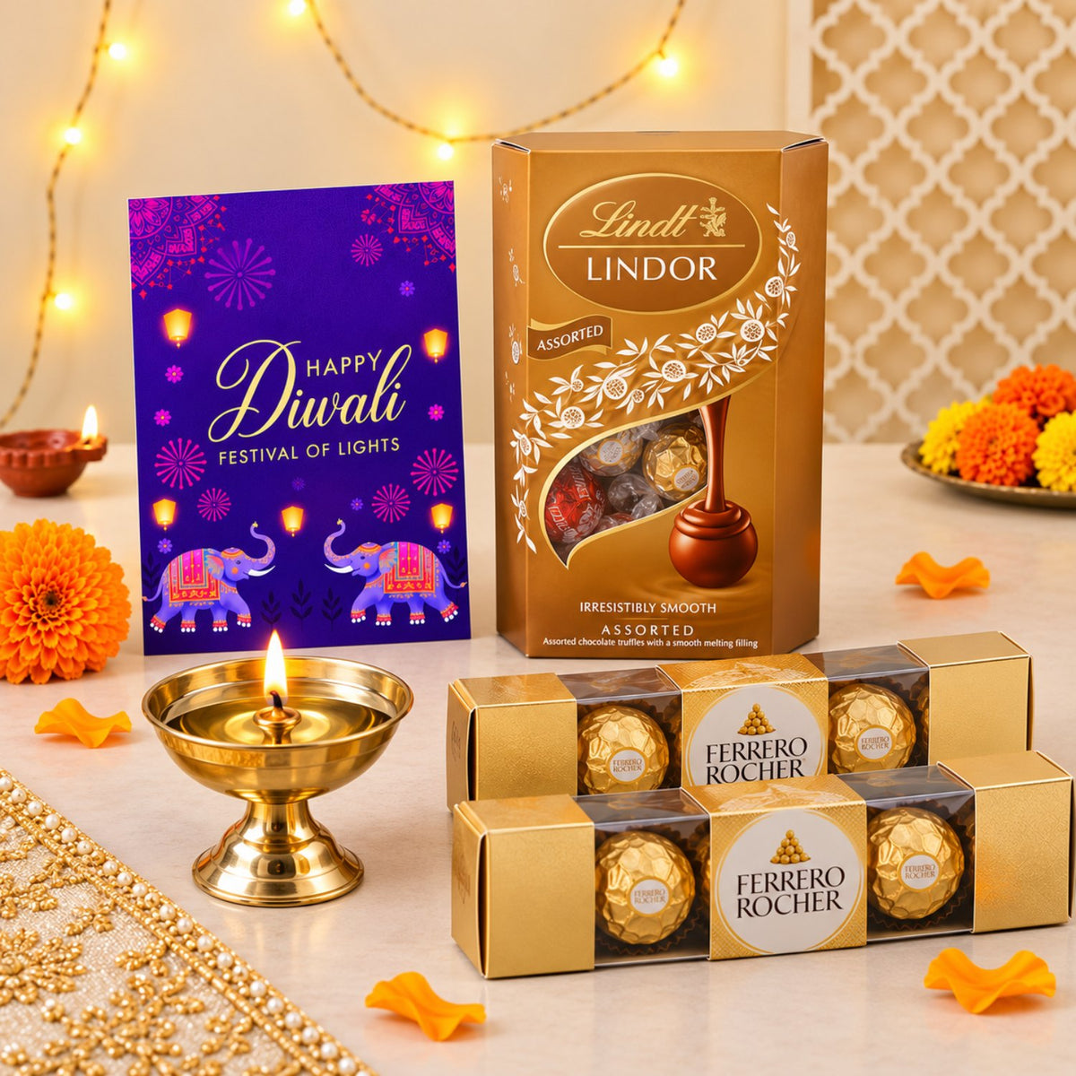 Golden Glow Chocolate & Diya Hamper