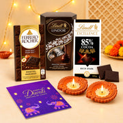 Premium Dark Chocolate Trio with Diwali Diyas