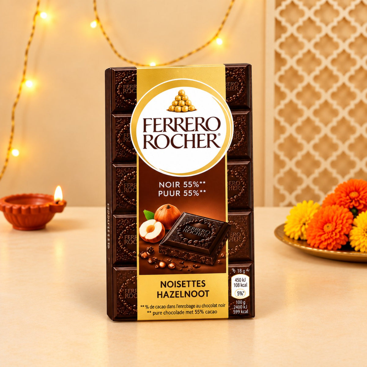Premium Dark Chocolate Trio with Diwali Diyas