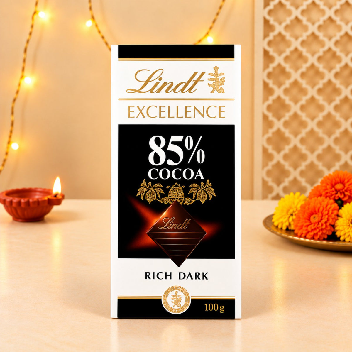 Premium Dark Chocolate Trio with Diwali Diyas