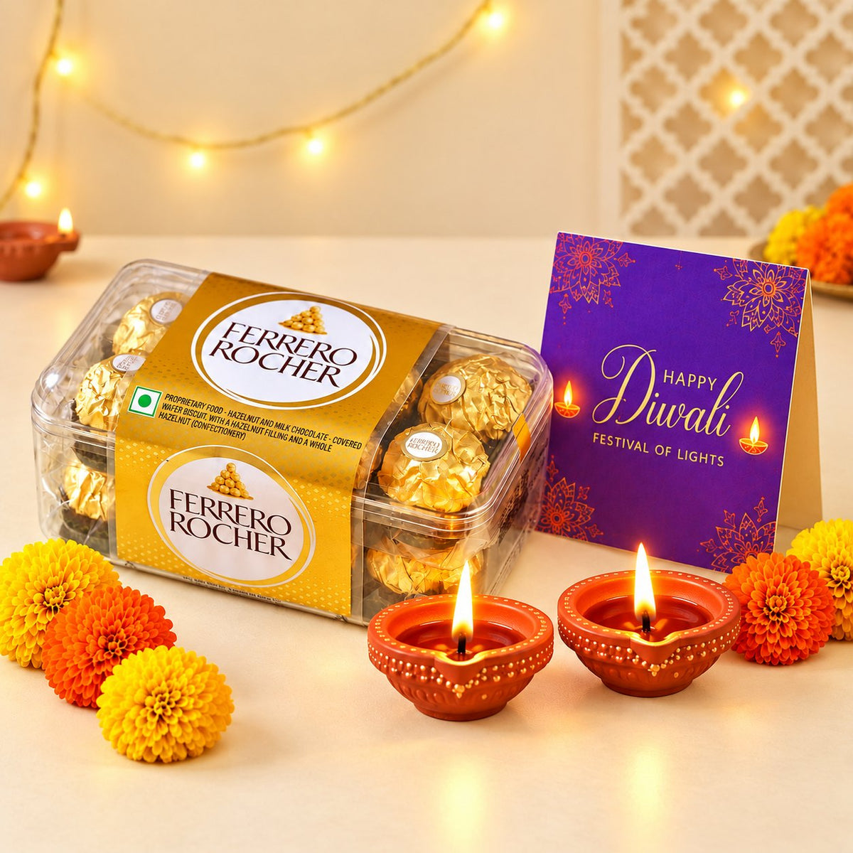 Premium Imported Chocolates and Earthen Diya Diwali Gift Hamper