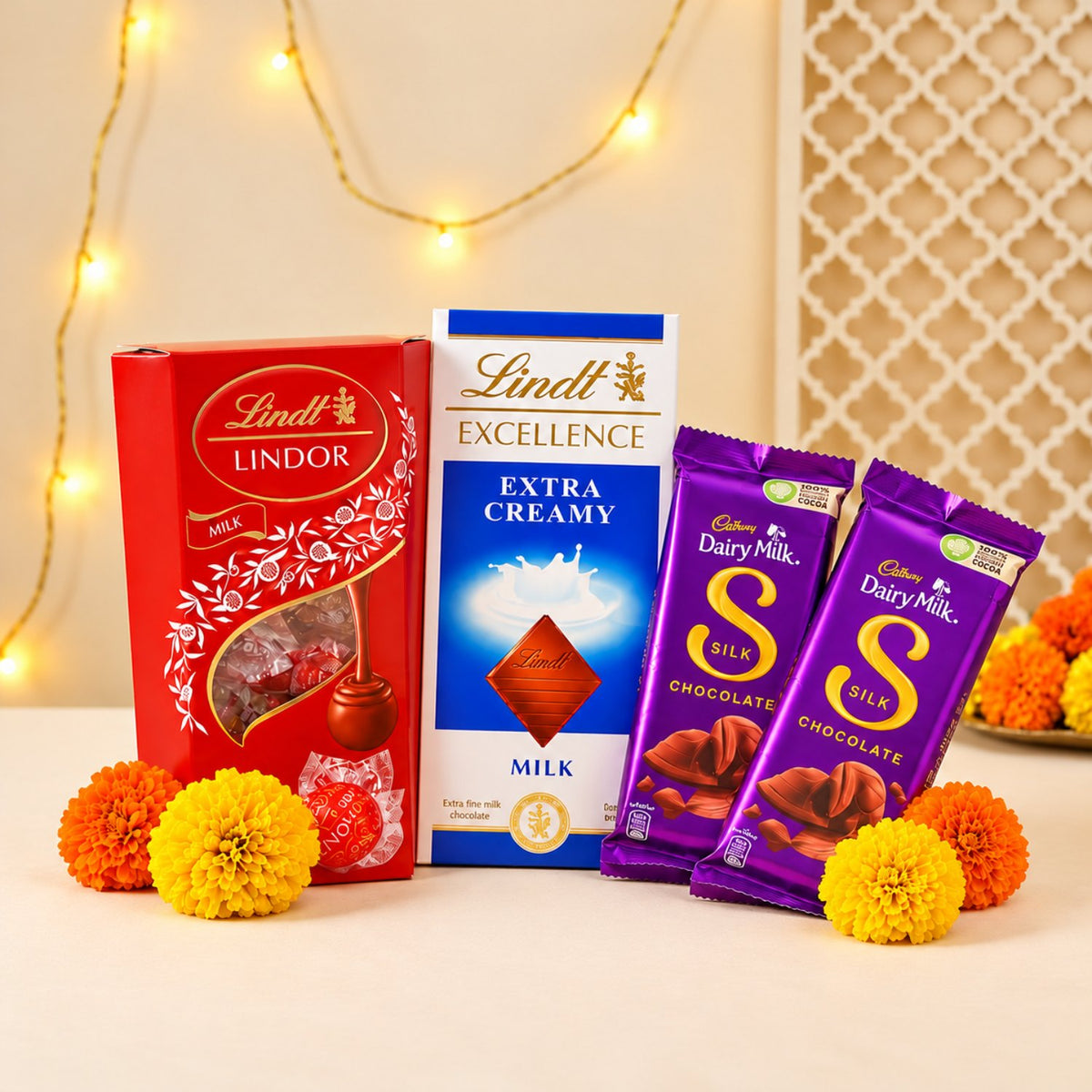 Lindt Lindor, Excellence and Cadbury Silk Diwali Chocolate Gift Set