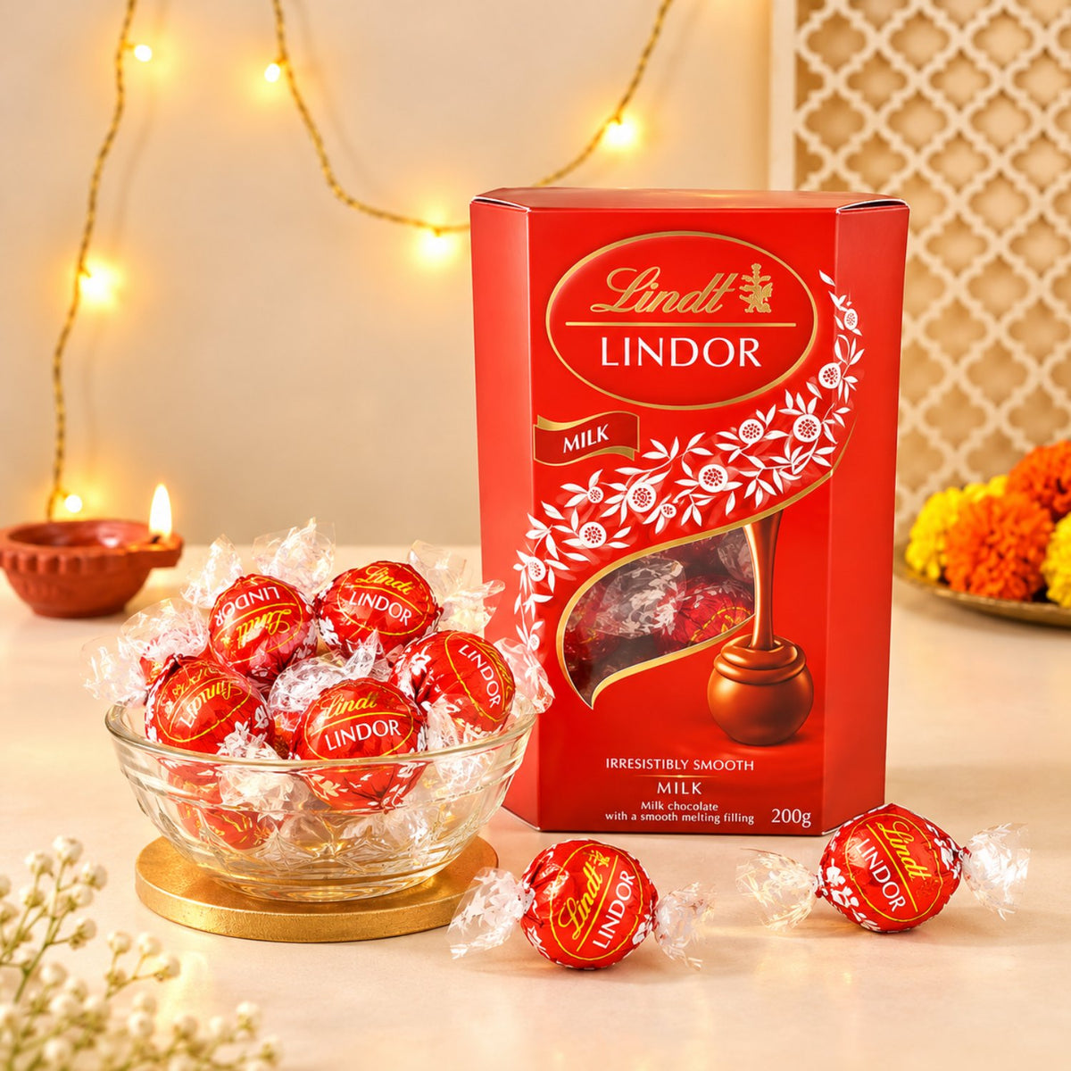 Lindt Lindor Milk Chocolate Duo with Almonds Diwali Festive Gift
