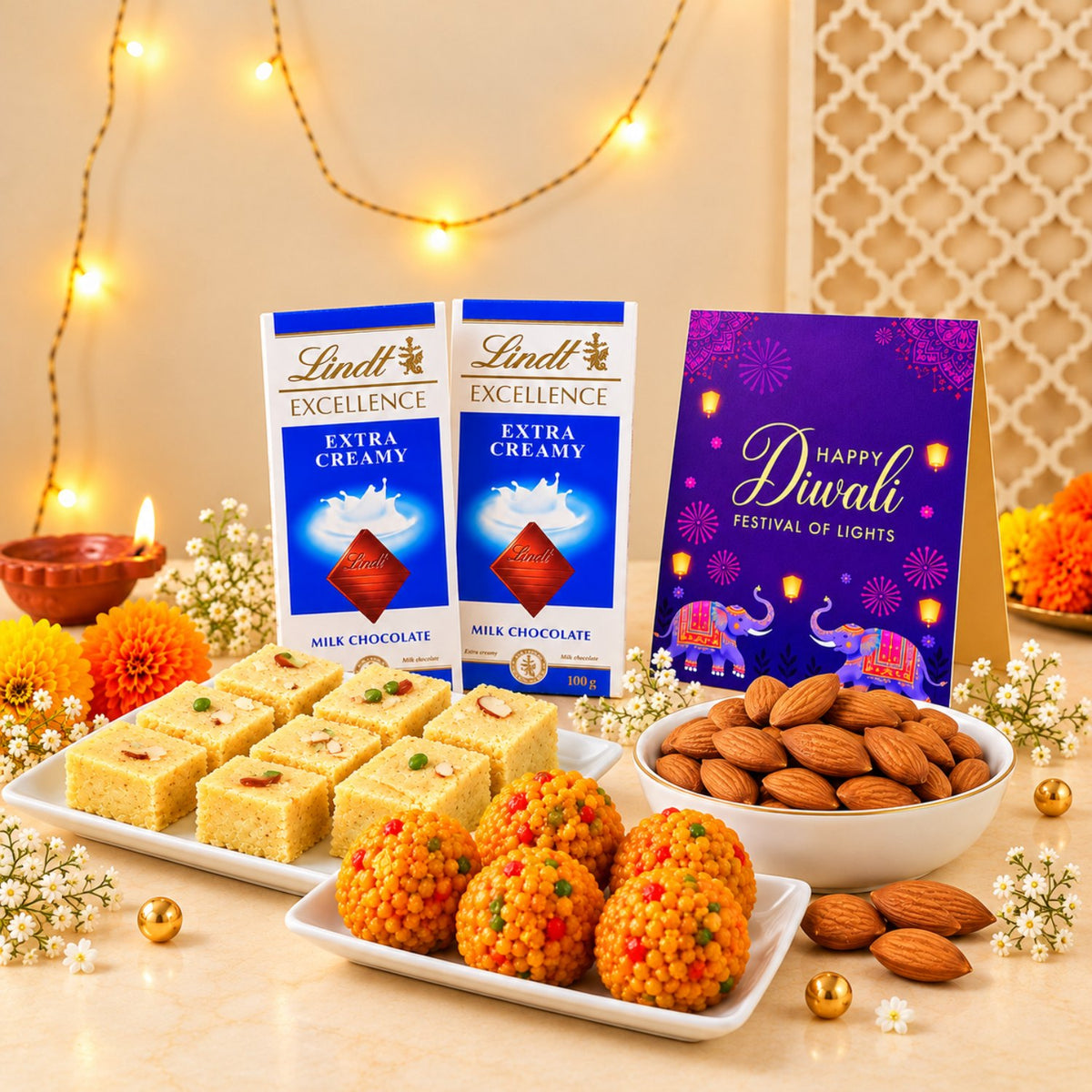 Royal Diwali Sweets, Chocolates and Almonds Diwali Gift Hamper