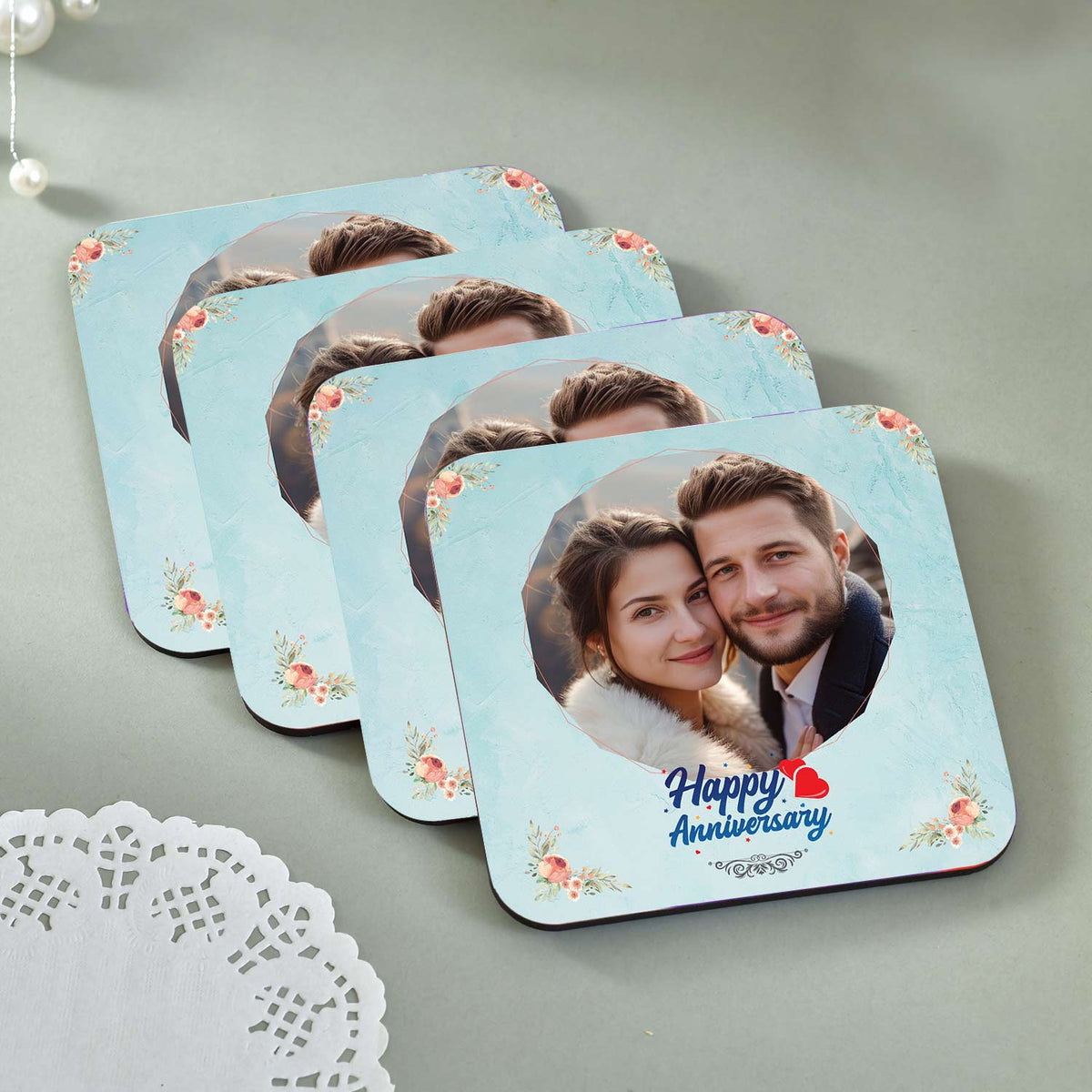 Personalized Anniversary Tea Coaster