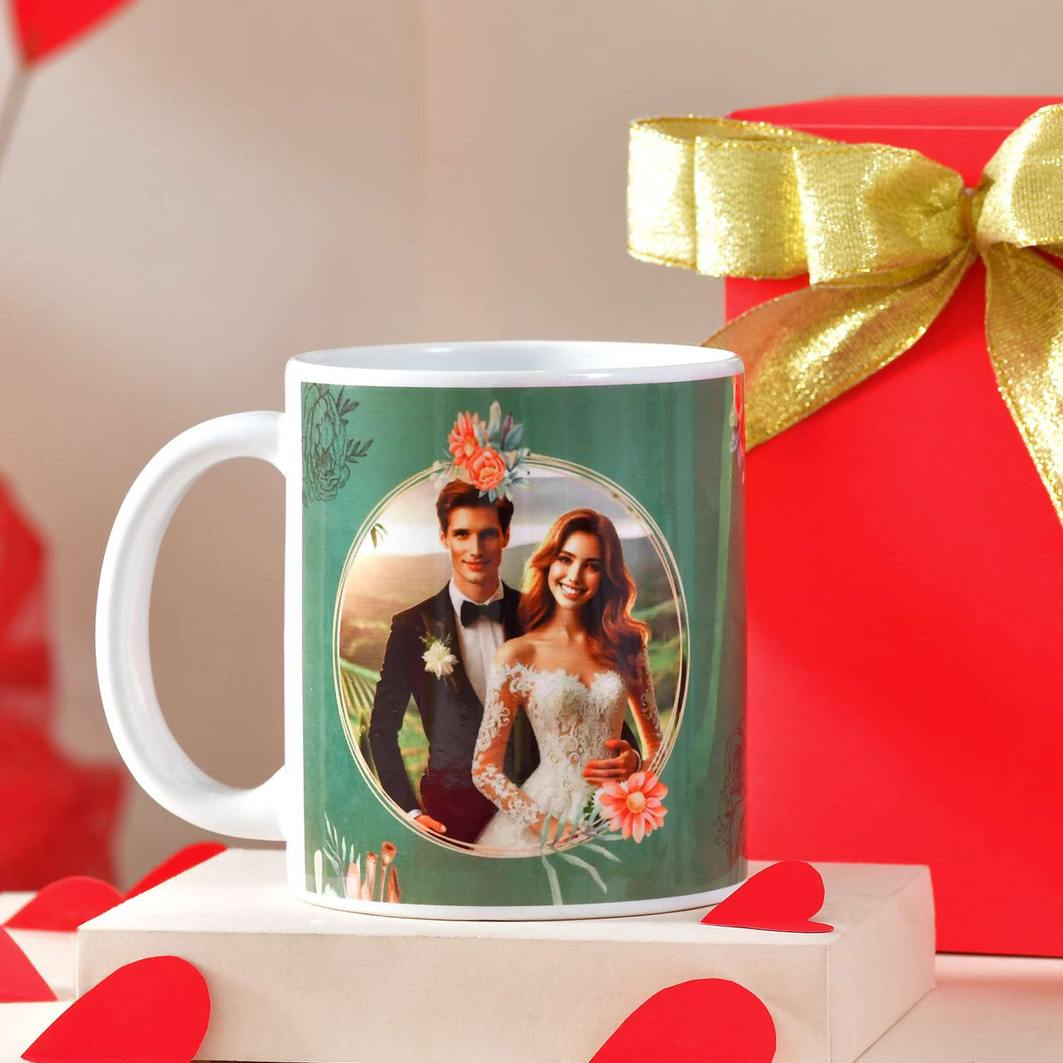 Personalized Photo Wedding Anniversary Mug and Coaster Set