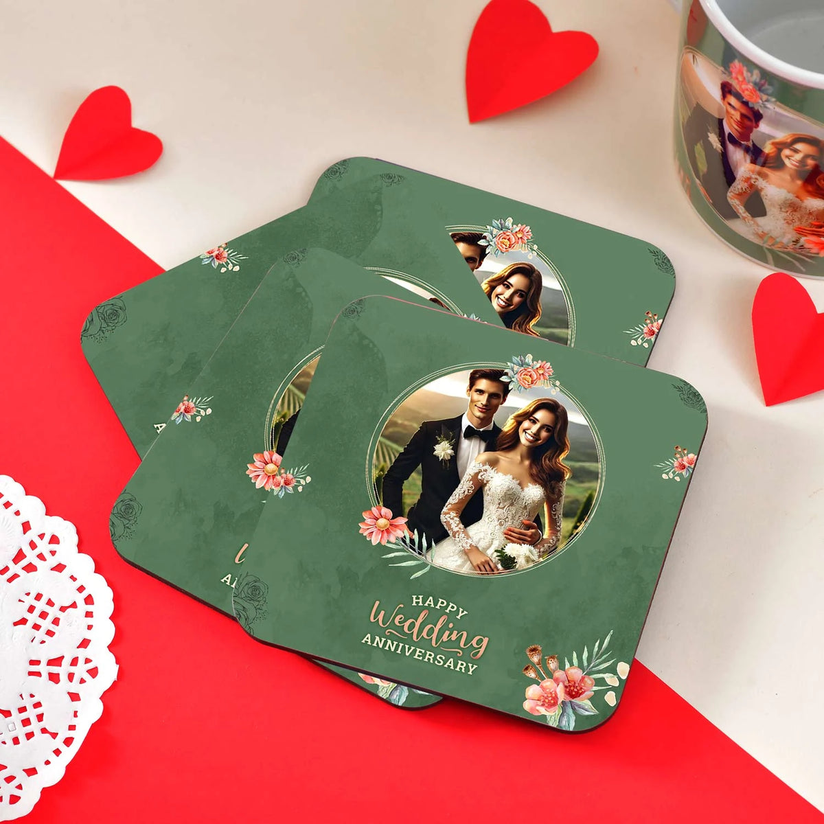 Personalized Wedding Anniversary Tea Coaster