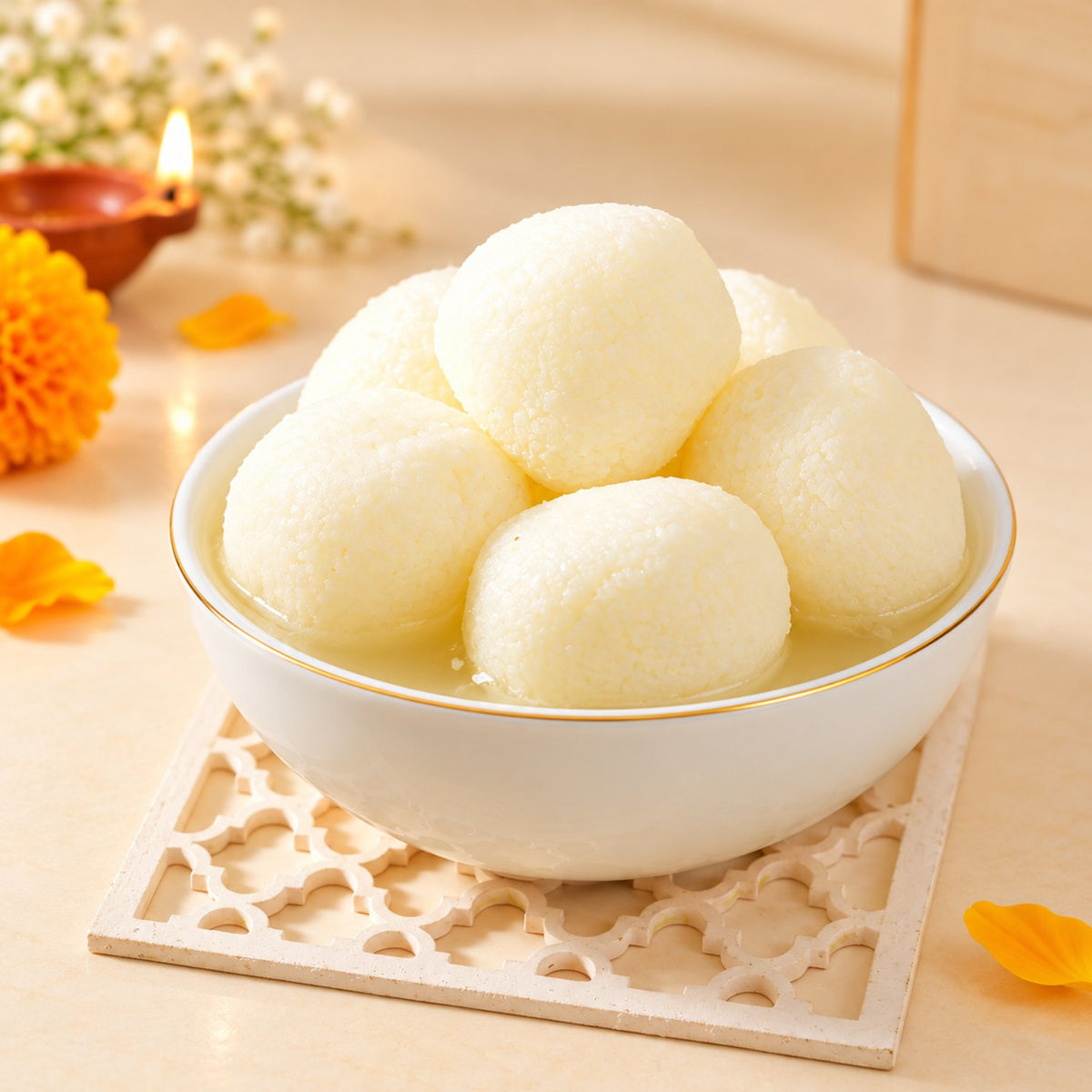 Diwali Sweet Treats with Rasgulla and Soan Papdi with Dryfruits