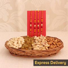 Assorted Dry Fruits with 4 Rakhi
