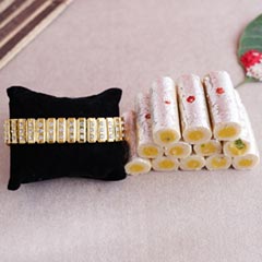 Tasty Kaju roll with auspicious Rakhi