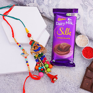 Colourful Bhaiya Bhabhi Rakhi with Chocolates