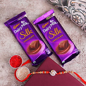 AD Stone Rakhi with Silk Chocolates