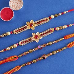 Stone and Beaded Rakhi Set of Four