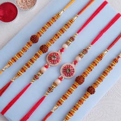 Rudraksha and Stone Rakhi Set of 6