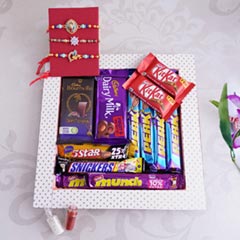 Set of 3 Rakhis with Chocolates Hamper