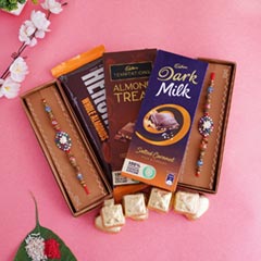 Classy Rakhi with Chocolates Hamper