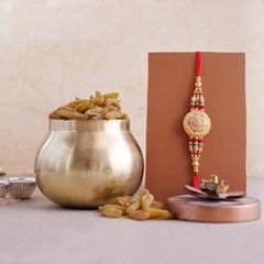 Golden Rakhi with Resins in Container