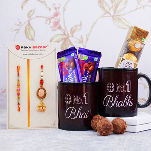 Set of Bhaiya Bhabhi Rakhi with Chocolates N Mugs