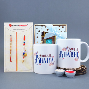 Bhaiya Bhabhi Rakhi with Assorted Chocolates N Printed Mugs