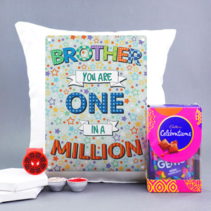 Spiderman Kids Rakhi with Printed Cushion N Chocolate