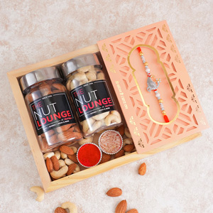 Gift Pack of Peacock Rakhi with Dry Fruits