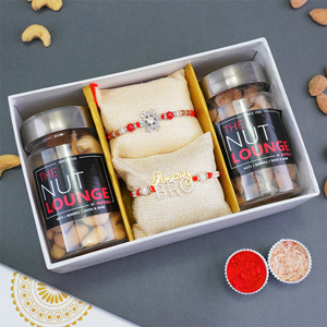Double AD Rakhi with Dry Fruits in Signature Box