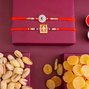 AD Rakhi N Golden Rakhi with Dry Fruits for Brother