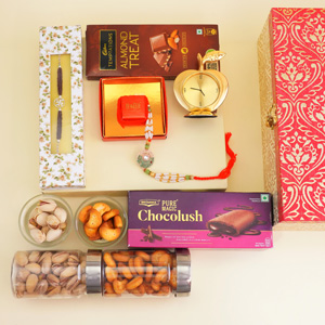 Designer Rakhi N Silver Rakhi with Cookies Gift Pack