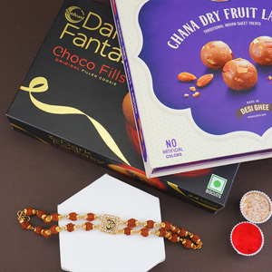 Sacred Bracelet Rakhi with Sweets Combo