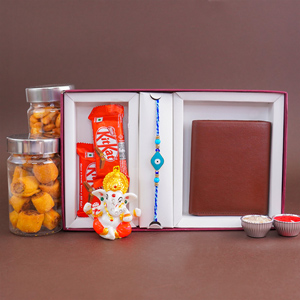 Evil Eye Rakhi with Ganesha Idol Gift Pack