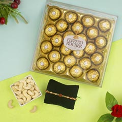 Rudraksha Rakhi with Ferrero Rocher Chocolate & Cashew Nut For UK