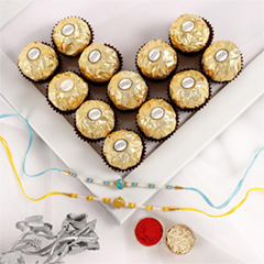 Sneh Vibrant Set Of 2 Pearl Rakhis with 16 Pcs Ferrero Rocher