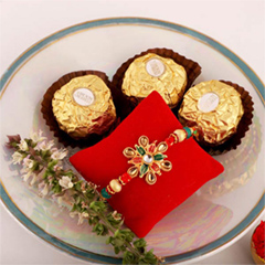 Floral Rakhi & 3pc Ferrero Rocher