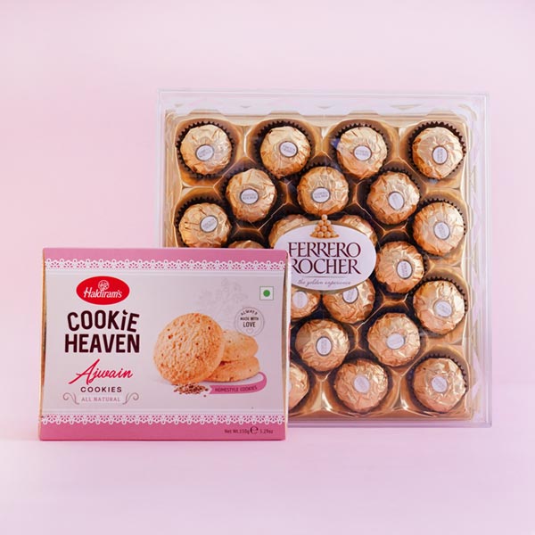 Send Bhaiya Bhabhi Rakhi With Almonds N Ferrero Rocher Online