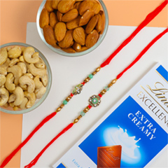 Set of 2 Rakhis with Lindt, Almonds &  Cashews - Rakhi Sets to Australia