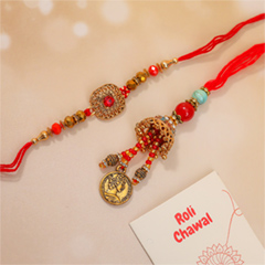 Rajasthani Style Raja Rani Rakhi Set - Bhaiya Bhabhi Rakhi to Australia