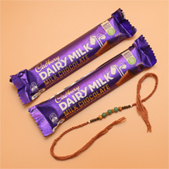 Single Bead Rakhi with Cadbury Dairy Milk - Rakhi Chocolates to Australia