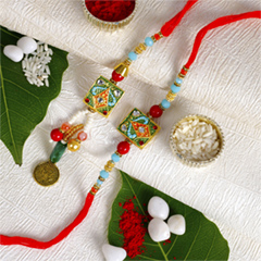 Premium Square Bhaiya Bhabhi Rakhi Set - Bhaiya Bhabhi Rakhi to UK