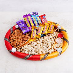 Puja Thali Chocolates N Dryfruits Bhai Dooj Hamper - Bhai Dooj Gifts to Noida