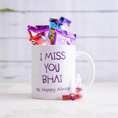 Miss You Bhai Mug With Chocolates for Bhai Dooj