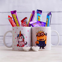 Cartoon Mugs with Chocolates Bhai Dooj Combo - Bhai Dooj Gifts for kids