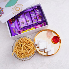 Chocolate Box with Sweets Namkeen and Puja Thali for Bhai Dooj